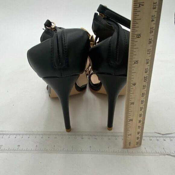 FSJ Women T-Straps High Heel Sandals Golden Chains Open Toe Ankle Straps - Picture 5 of 8